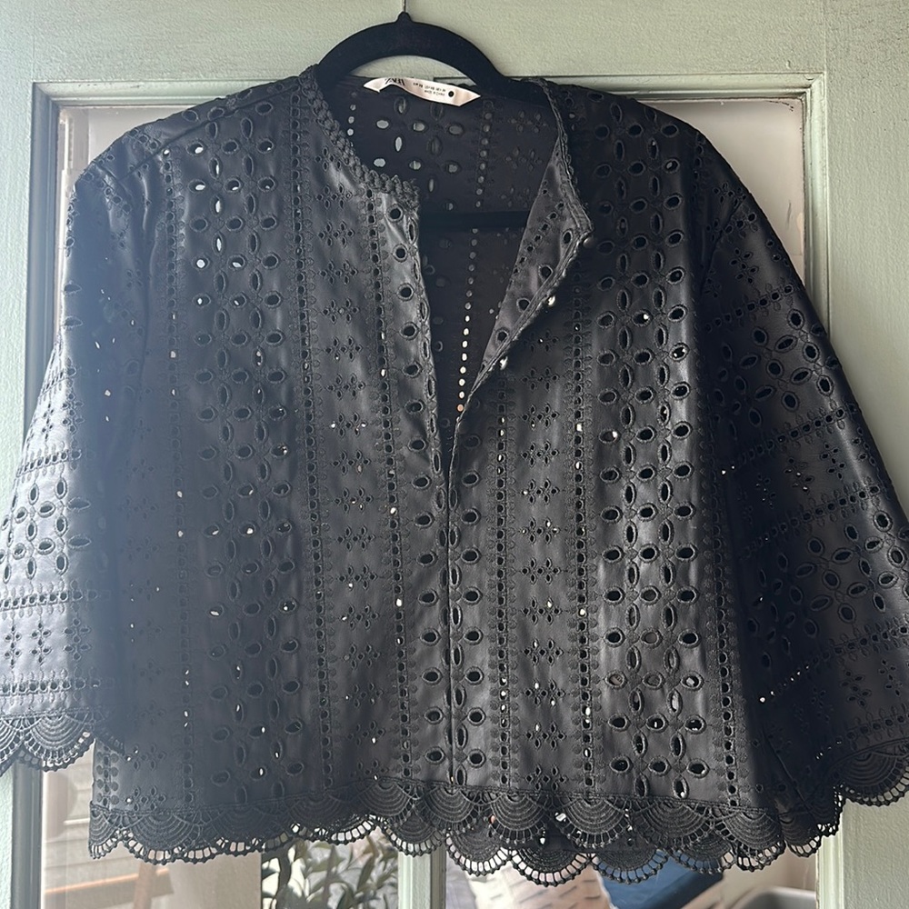 Zara black leather top